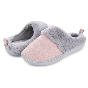 Cozy Women's Pink and Gray Fleece-Lined Slippers